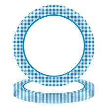 96入組藍色方格派對一次性餐具套裝,包括7吋紙盤24入、9吋紙盤24入、13吋紙餐巾24入、9oz 紙杯24入 - 藍白色 - 查看 7