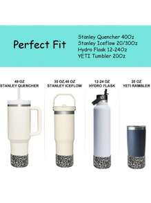 1pc Leopard Print Silicone Boot For  Cup,Reduces Noise Scratches Protective Water Bottle Bottom Sleeve Cover, Cup Accessories. - Multicolor - View 3