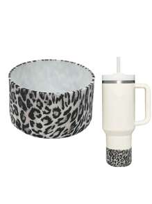 1pc Leopard Print Silicone Boot For  Cup,Reduces Noise Scratches Protective Water Bottle Bottom Sleeve Cover, Cup Accessories. - Multicolor - View 1