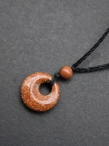 1件圓形魅力時尚天然水晶吊墜項鍊,適用於女性日常裝飾 - 彩色 - 查看 4