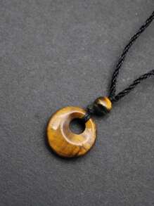 1件圓形魅力時尚天然水晶吊墜項鍊,適用於女性日常裝飾 - 彩色 - 查看 2