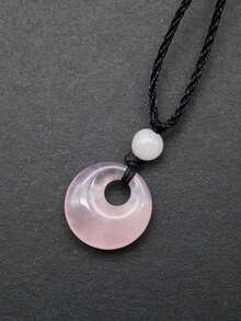 1件圓形魅力時尚天然水晶吊墜項鍊,適用於女性日常裝飾 - 彩色 - 查看 7