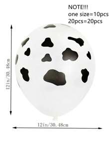 10/20pcs Black White Cow Print Latex Balloons 12 Inches Farm Animals Decoration Balloons Theme Birthday Party Supplies Kids Gift,Christmas - Multicolor - View 2