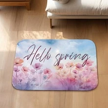 春意盎然花紋水晶絨地墊,1片裝,60*40cm/23.6*15.7inch,吸水防滑,適用於浴室、廚房、客廳和臥室裝飾。 - 彩色 - 查看 4