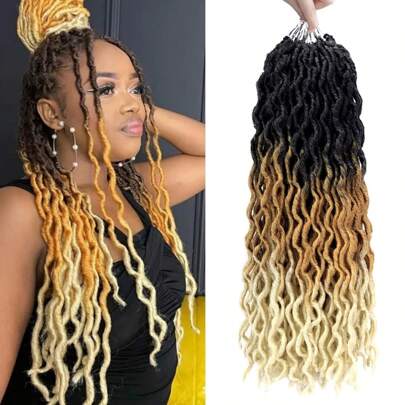 1 Pack Multicolor Soft Locs Synthetic Crochet Hair Pre Looped ,18 Inch Faux Locs Crochet Braids Goddess Curly Wavy Locs Crochet Loc Hair For Women Hair Extensions