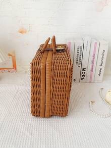 Handmade Woven Pastoral Style Gift Box Storage Case For Cosmetics, Jewelry, Small Items And Wedding Favors - Brown - View 6