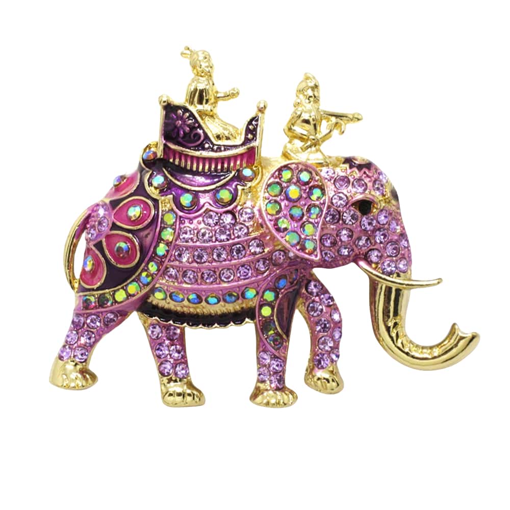1個時尚的紫色閃亮水晶可愛的皇家大象動物造型，適用於女性和男性，并有多款漂亮的晚宴胸針，寶石鑲嵌鍍金彩繪迷人吊墜，男性禮物及飾品的不二之選 - 紫色 - 查看 1