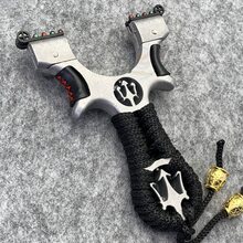 1pc Stainless Steel Wire Cutting Pirate Style Slingshot, Metal Material Sport Slingshot - Silver - View 4