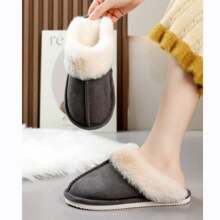 Womens Slippers Fluffy Cozy Fashion Slippers Warm Soft House Slippers - Dark Grey - View 4