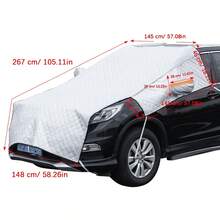 1pc Car Half Cover Winter Vehicle Cover Frost Guard Sun & Rain Proof Thicken Universal Front Windshield Cover - Silver - View 7