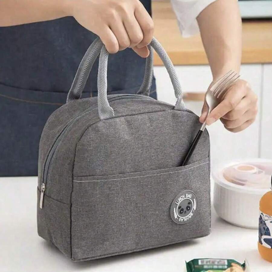 Lonchera Termica Para Niño Y Niña Bolsa Para Mantener Tu Almuerzo Caliente Y Frio De Dos Asas, Lunch box, Lunchera térmica, Lunchbox de tela - Gris - Ver 1