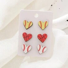 6pcs/Set European And American Style 's Stud Earrings - Men's Black Earrings - View 6