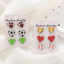 6pcs/Set European And American Style 's Stud Earrings - Men's Black Earrings - View 8