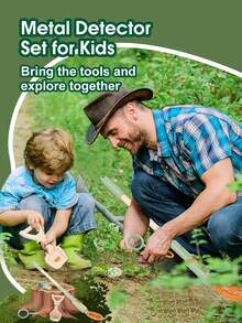 兒童戶外探索玩具金屬探測器（不含電池）伸縮科學啟蒙益智實驗野外探險玩具自然生態觀察尋寶玩具禮品套裝 - 淺綠色 - 查看 2
