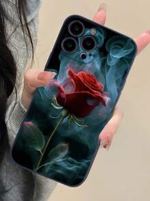 苹果复古 1 件装黑色设计防摔彩色喷漆玫瑰手机壳 适用于 iPhone - 彩色 - 查看 2