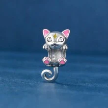 1 件動物風格真正 S925 純銀可愛爪子吊墜珠適合手鍊項鍊吊飾 Diy 女士珠寶製作 - 銀色 - 查看 5