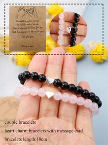 2 件情侣手链礼物创意送给女士远距离手链承诺情侣手链礼物情人节周年纪念婚礼圣诞节生日礼物送给女朋友男朋友 - 彩色 - 查看 3