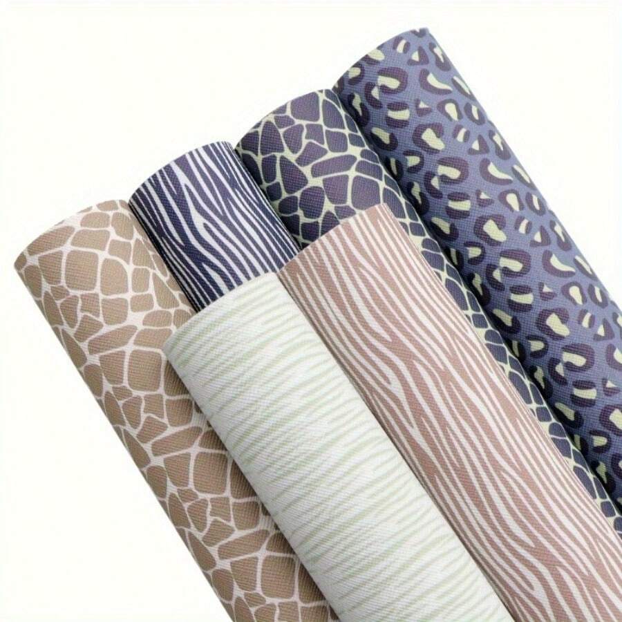 6入組幾何圖案印花人造皮革塗層+豹紋印花合成皮革布料,用於diy耳環,髮箍,小袋,手工藝品項目,感恩節,新年禮品 - 彩色 - 查看 1