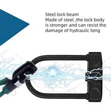 1入組密碼u形鎖,黑色防切割防盜4位密碼u形鎖,堅固耐用的防盜機械鎖,適用於自行車、摩托車、電動自行車 - 黑色 - 查看 6