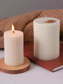 自制圆柱形条纹和花朵图案硅胶模具，用于制作蜡烛、香薰香皂、石膏、环氧树脂、家居装饰