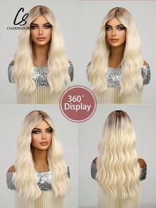 22英寸的金色迷人卷曲合成假髮適用於女性和女孩 - 耐高溫,非常適合日常穿著和角色扮演派對！ - 漸層 - 查看 7