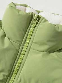 Men's Casual Zipper Stand Collar Sports Padded Coat With Thermal Lined - Green - View 3