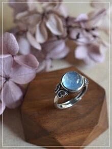 1 件復古小眾海藍寶石 925 銀戒指女式,日常佩戴 - F款活口可調節 - 查看 7