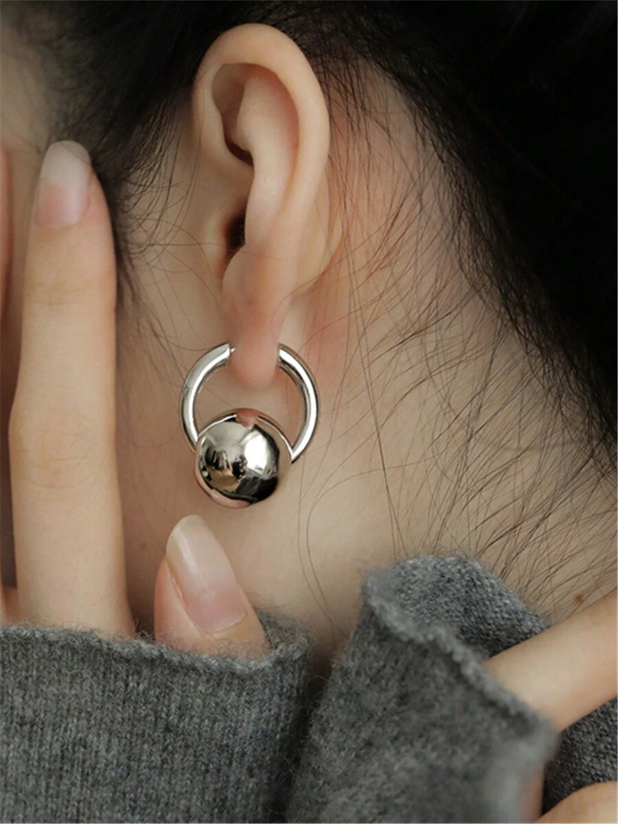 1 對個人化簡約且設計獨特的女士金屬球耳環 - A - 查看 1