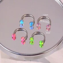 1 件 F136-鈦合金 16 克雙端蛋白石 C 型馬蹄唇/鼻穿孔首飾,適合女士日常佩戴 8/10/12 毫米 - 藍色 - 查看 2