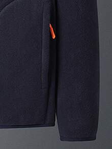 男士戶外健行運動休閒雙面布料有襯裡抓絨夾克 - 藍色 - 查看 4