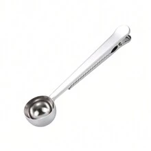 Silver Stainless Steel Coffee Scoop With Clip - Silver - View 1