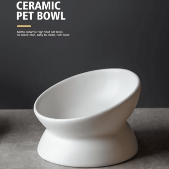 طبقات الحيوانات الأليفة المائلة بالسيراميك الغير قابلة للانزلاق مع حامل للكلاب والقطط-تقليل الإجهاد على الرقبة وتحسين الهضم -تصميم لطيف لطيف سيراميك قاعدة لشرب الماء وأكل القطط داخل المنزل