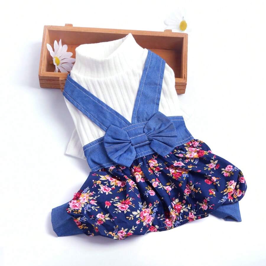 Dog Four-Legged Clothes Small Dog Denim Overalls - Multicolor - View 1