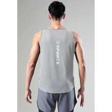 Camiseta sin mangas para hombre Dry Fit Workout Muscle Tee Shirt for Running Athletic Gym Swim Training,Moisture Wicking - Gris Claro - Ver 4