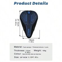 X-tiger單車坐墊套3d柔軟加厚透氣單車坐墊舒適泡棉坐墊套 - 黑色 - 查看 8