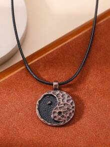 1條創意太極圖案頸鍊,復古舊式陰陽八卦頸鍊 - 吊墜項鍊 - 查看 3