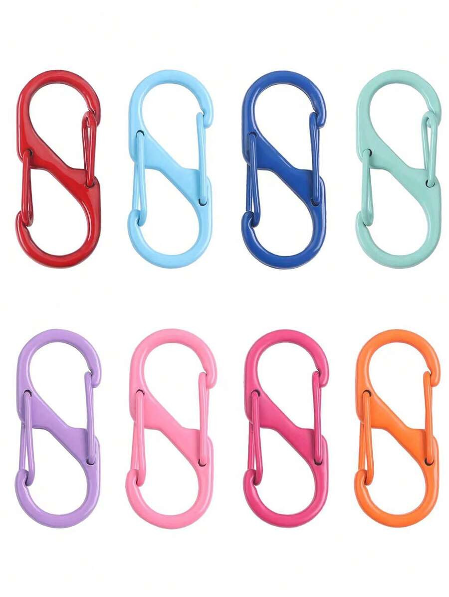 Random Mixed Color Diy Buckle, Multifunctional S-Shaped Carabiner 8-Shaped Alloy Buckle, Two-Way Backpack Hook Keychain Hanging Buckle - Random Color - View 1