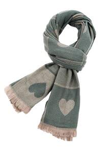 1pc Ladies' Green Check Plaid Pashmina Scarf With Heart And Herringbone Pattern, Soft And Warm For Daily Commute, Windproof, Suitable For Valentine'S Day Gift - Green - View 1