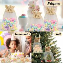 24pcs Canvas Drawstring Gift Bags With Reusable Drawstring, For Bohemian Style Casual Wedding, Candy And Jewelry Storage, Birthday & Holiday Gifts - Multicolor - View 6