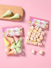 10入組帶有卡通紙卡的塑料糖果袋,粉色甜甜圈圖案餅乾巧克力diy小禮包,生日派對禮品包裝用品 - 彩色 - 查看 6