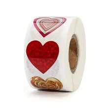 500入組情人節禮物包裝生日派對婚禮裝飾可愛貼紙手帳貼紙1英寸文具貼紙心形貼紙 - 彩色 - 查看 3