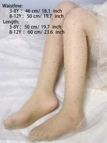 1pc Children's Rhinestone Decor Sheer Stockings Tights For Daily Wear, Shiny And Ultra-thin
