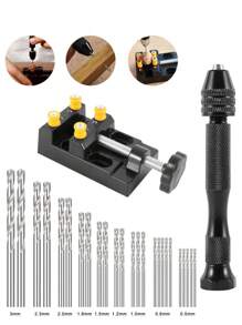 37入組手動鑽孔工具套裝,珠寶鑽、樹脂鑽、迷你鑽、刻針手持鑽、樹脂用手持鑽、微型鑽頭手持鑽,可用於珠寶製作配件 - 黑色 - 查看 2