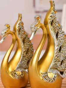 European Home Decor Couple Swan Living Room Bedroom Office Entrance Couple Swan Decor Home Desktop Living Room Eternal Sculpture, Handmade Art Decoration - Multicolor - View 5