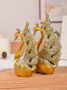 European Home Decor Couple Swan Living Room Bedroom Office Entrance Couple Swan Decor Home Desktop Living Room Eternal Sculpture, Handmade Art Decoration - Multicolor - View 6