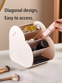 1個愛心收納盒,梳妝台透明網格眉筆和口紅分類盒,浴室收納盒,辦公桌筆筒收納盒 - 白色 - 查看 3