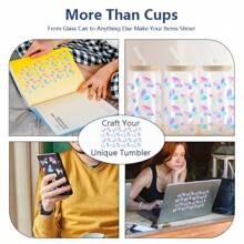 1pc Colourful Butterfly Design UV DTF Cup Wraps For 16 Oz Glass Cup, Glass Stickers For Cups, Cup Decals UV Transfer Stickers For Cups Waterproof Sticker Bottle Sticker Adhesive Sticker- - Multicolor - View 2