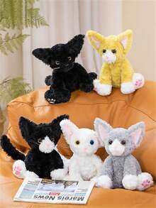 仿真德文猫毛绒玩具填充动物王猫玩偶情人节新年礼物送女友 - 白色 - 查看 3