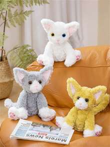 仿真德文猫毛绒玩具填充动物王猫玩偶情人节新年礼物送女友 - 白色 - 查看 7