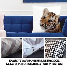 1入組老虎動物設計17.7 * 17.7英寸/45 * 45cm數字印刷聚酯纖維靠墊套,隱藏拉鍊,用於客廳臥室沙發裝飾（不包括枕芯） - 彩色 - 查看 8
